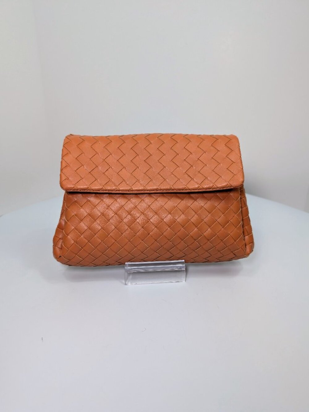 Bottega Veneta Burnt Orange Intrecciato Nappa Leather Multi-Compartment Clutch